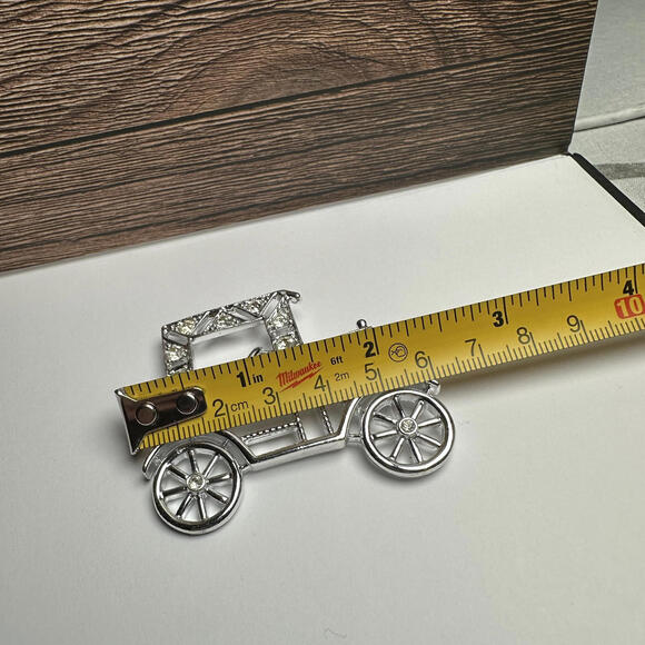 EMMONS Rhinestone Model T Retro Car Vehicle Brooch Pin Vintage Signed - Picture 5 of 10